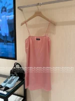 miumiu 2025SS Spring/Summer Collection 🎀 Satin Slip Dress - Pink Glossy Strapless Mini with Embroidered Logo - Image 29