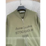 ACNE STUDIOS 2025 Autumn Collection 🍵 Classic 1996 Vintage Baseball Jacket - Matcha Green Retro Zip-Up w/ Distressed Logo - Image 9
