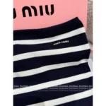 miumiu 2025SS Spring/Summer Collection 🖤 Black & White Contrast Knit Top - Stretch Letter Logo Bandeau Women's Top - Image 17