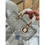 Dior 2025 Limited Edition D-Joy Bag 🤍 Horizontal Leather Tote w/ Embroidery & Crystal Pendant - Image 12