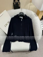 Dior 2025SS Early Fall Collection 🩶 Premium Gray Hooded Cardigan - Embroidered Logo Zip-Up w/ Cashmere-Wool Blend - Image 12