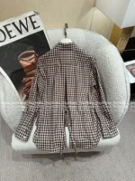 Loewe 2025SS Designer Embroidery Set 🤎 Back-Slit Plaid Shirt + Asymmetric Skirt - Autumn New Arrival - Image 20