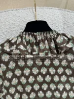 Chanel Vintage Exclusive Series 🆕 Retro Print Camisole - Ruffle V-Neck Tie-Front Pearl Bow Top - Image 18