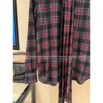 Saint Laurent 2025 Early Fall Collection 🖤 ROSÉ-Inspired Plaid Silk Shirt - Detachable Ribbon Tie & Dramatic Cuffs (Blackpink Style) - Image 10