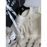 Chanel 2025B Early Fall Collection 🖤 Gold-Thread Embroidered Dress - Crystal Logo Round Neck Relaxed Fit - Image 13