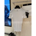 Chanel 2025A New Collection 🤍 Heart Jacquard Logo Top - Cotton Ribbed Sleeveless Vest / Short Sleeve Tee - Image 14
