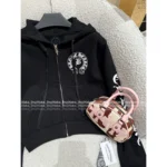 CHROME HEARTS 2025 Early Fall Collection 🖤 Bella Collab Cropped Hoodie - Sanskrit Cross Print & Zip-Up Streetwear - Image 6