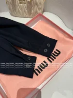 miumiu 25SS Fall Collection 🖤 American Campus Style Jacket - Color-Block Letterman Jacket with Zip Detail - Image 17