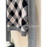 Prada 25SS Early Fall Collection 🧑‍🎓 British Academic Style Sweater - 100% Wool Round Neck Plaid Pullover - Image 16