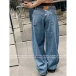 ALEXANDERWANG 2025 New Collection 👖 Mock Two-Layer Wide-Leg Jeans - High-Waisted Scimitar Flare Pants - Image 19