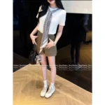 Louis Vuitton 2025SS Spring/Summer Collection 🩶 Women’s Tie-Neck Short-Sleeve T-Shirt - 100% Premium Cotton