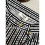 Celine 2025SS Early Fall Collection 🔍 Color-Block Striped Jeans - High-Waisted Straight Leg with Metal Logo Button - Image 11