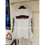CHROME HEARTS ♥️ Personal Favorite — 2025 Early Fall New Printed Floral Letter Logo Ribbed Crewneck Long-Sleeve T-Shirt for Women - Image 6