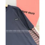 miumiu 25SS Early Fall Collection 🔛 Mock Two-Layer Tee - Round Neck Long Sleeve Shirt w/ Letter Logo & 100% Cotton - Image 15