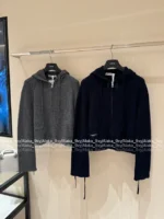 Dior 2025SS Early Fall Collection 🩶 Premium Gray Hooded Cardigan - Embroidered Logo Zip-Up w/ Cashmere-Wool Blend