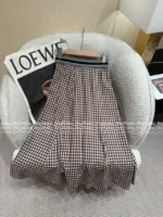 Loewe 2025SS Designer Embroidery Set 🤎 Back-Slit Plaid Shirt + Asymmetric Skirt - Autumn New Arrival - Image 19