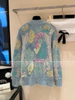 Chanel 25B Early Fall Collection 🌈 Macaron Ice Blue Tie-Dye Cardigan - Long-Hair Mohair/Wool Blend Knit Coat - Image 9