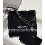 Chanel 2025 🖤 New 22Bag Tote - "Trash Bag" Letter Logo w/ Exclusive Imported Suede & Studs - Image 17