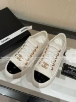 Chanel 2025B Early Fall Collection 🔍 Platform Biscuit Sneakers - Metallic Logo & Color-Block Design (3 Colors) - Image 11