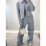 FENDI 2025 Early Fall Collection 🆕 Women's Structured Cropped Denim Jacket - Printed Logo Patch Pockets & Notch Collar - Image 15