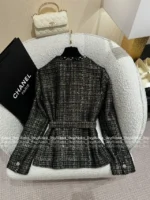 Chanel 2025A Fall/Winter Haute Atelier Collection 📜 Green Vintage Tweed Set - Belted Robe Blazer & Matching Midi Skirt - Image 23