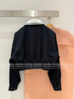 miumiu 25SS Fall Collection 🖤 American Campus Style Jacket - Color-Block Letterman Jacket with Zip Detail - Image 16