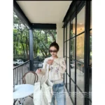 Chanel 🌷 2025SS Early Autumn New Collection Jacquard Tie-Dye Floral Embroidered Loho Wool Knit Cardigan for Women - Image 9