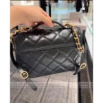 Chanel 🎒 25A Haute Atelier Collection Litchi-Grain Leather Handle & Chain Backpack / Mini Backpack / Tote Bag — Durable & Sturdy - Image 7
