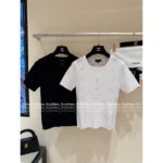 Chanel 🤍 2025B Spring/Summer New Collection Crochet Hollow-Out Round Neck Sleeveless Knit Tank / Short-Sleeve T-Shirt