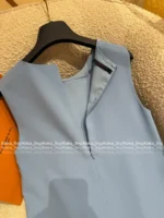 Louis Vuitton 2025SS Spring/Summer Collection 🩵 Color-Block Clover Dress - Pleated Cut-Out Sheath with Metal Chain Details - Image 16