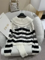 Dior 2025 Early Fall Collection ⭐️ Ruffle Fringe Sweater - Black & White Contrast Embroidered Pullover - Image 14