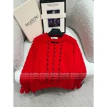 VALENTINO 2025SS Early Fall Collection 🎀 Bow Tie Ribbon Knit Sweater - 100% Wool Cable Knit Pullover with Lace Detailing - Image 4