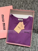 miumiu Stunning New Colorway 💜 25SS Spring/Summer Collection - Jacquard Letter Logo Embroidered Long-Sleeve Knit (Brightening & Flattering~) - Image 14