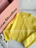 ACNE STUDIOS 2025SS Early Fall Collection 🍋 Supermodel-Approved Cardigan - Imported Mohair Blend Asymmetric Knit - Image 7