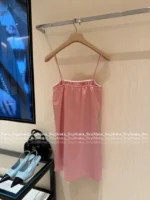 miumiu 2025SS Spring/Summer Collection 🎀 Satin Slip Dress - Pink Glossy Strapless Mini with Embroidered Logo - Image 27