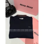 miumiu 25SS Early Fall Collection 🔛 Mock Two-Layer Tee - Round Neck Long Sleeve Shirt w/ Letter Logo & 100% Cotton - Image 14