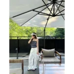 miumiu 2025SS Spring/Summer Collection 🖤 Black & White Contrast Knit Top - Stretch Letter Logo Bandeau Women's Top - Image 15