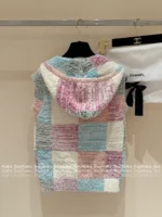 Chanel 25M Early Fall Collection 🌈 Macaron Color-Block Vest - Terry Fabric Hooded Sleeveless Top & V-Cardigan - Image 36
