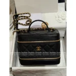 Chanel 2025B Runway Collection 🖤 Black/Gold "Makeup Box" Bag - Medal Logo w/ Detachable Chain ⛓️ (Pebbled Leather) - Image 17