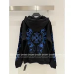CHROME HEARTS 25SS Early Fall Collection 💙 Keep Edition Hoodie - Blue Print Sanskrit Logo Zip-Up - Image 7