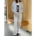 Celine 2025SS Early Fall Collection 🩶 Matte Grey Baseball Set - Embroidery Logo Jacket & Pants - Image 16