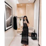 Chanel 2025B Spring/Summer Collection 🖤 Sheath Slit Dress - Lace Cut-Out Detailing & Silk Lining - Image 10