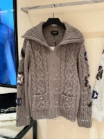Chanel 2024N Coco Neige Ski Collection 🆕 Jacquard Logo Cardigan - Zip-Front Knit Jacket with Artisanal Crochet - Image 25