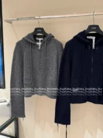 Dior 2025SS Early Fall Collection 🩶 Premium Gray Hooded Cardigan - Embroidered Logo Zip-Up w/ Cashmere-Wool Blend - Image 9