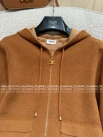 Celine 2025SS Early Fall Collection 🤎 Reversible Hooded Cardigan - Double-Faced ©️ Jacquard Logo & Wool Blend - Image 14