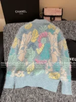 Chanel 25B Early Fall Collection 🌈 Macaron Ice Blue Tie-Dye Cardigan - Long-Hair Mohair/Wool Blend Knit Coat - Image 7
