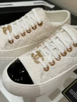 Chanel 2025B Early Fall Collection 🔍 Platform Biscuit Sneakers - Metallic Logo & Color-Block Design (3 Colors) - Image 9