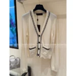 Louis Vuitton 2025SS Early Fall Collection 🆕 Gianna Jun Inspired Cardigan - Cashmere/Lambswool Blend w/ Towel Jacquard & Color-Block V-Neck - Image 11
