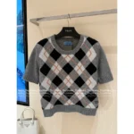 Prada 25SS Early Fall Collection 🧑‍🎓 British Academic Style Sweater - 100% Wool Round Neck Plaid Pullover - Image 13