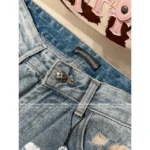 CHROME HEARTS 🖤 2025 Early Fall New Collection — Colorblock Leather Cross Logo High-Waist Slimming Enzyme-Washed Wide-Leg Jeans - Image 7